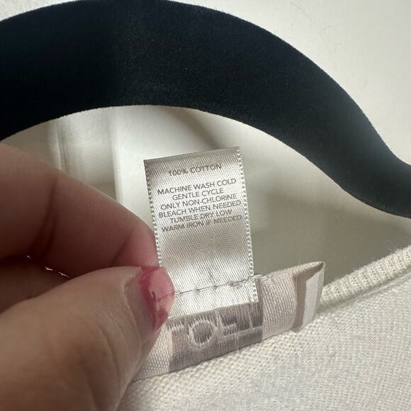 Loft White Black Polka Dots Long Sleeve V Neck Sweater Size Small - Picture 3 of 6